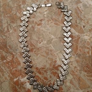 Vintage foil leaf chevron necklace